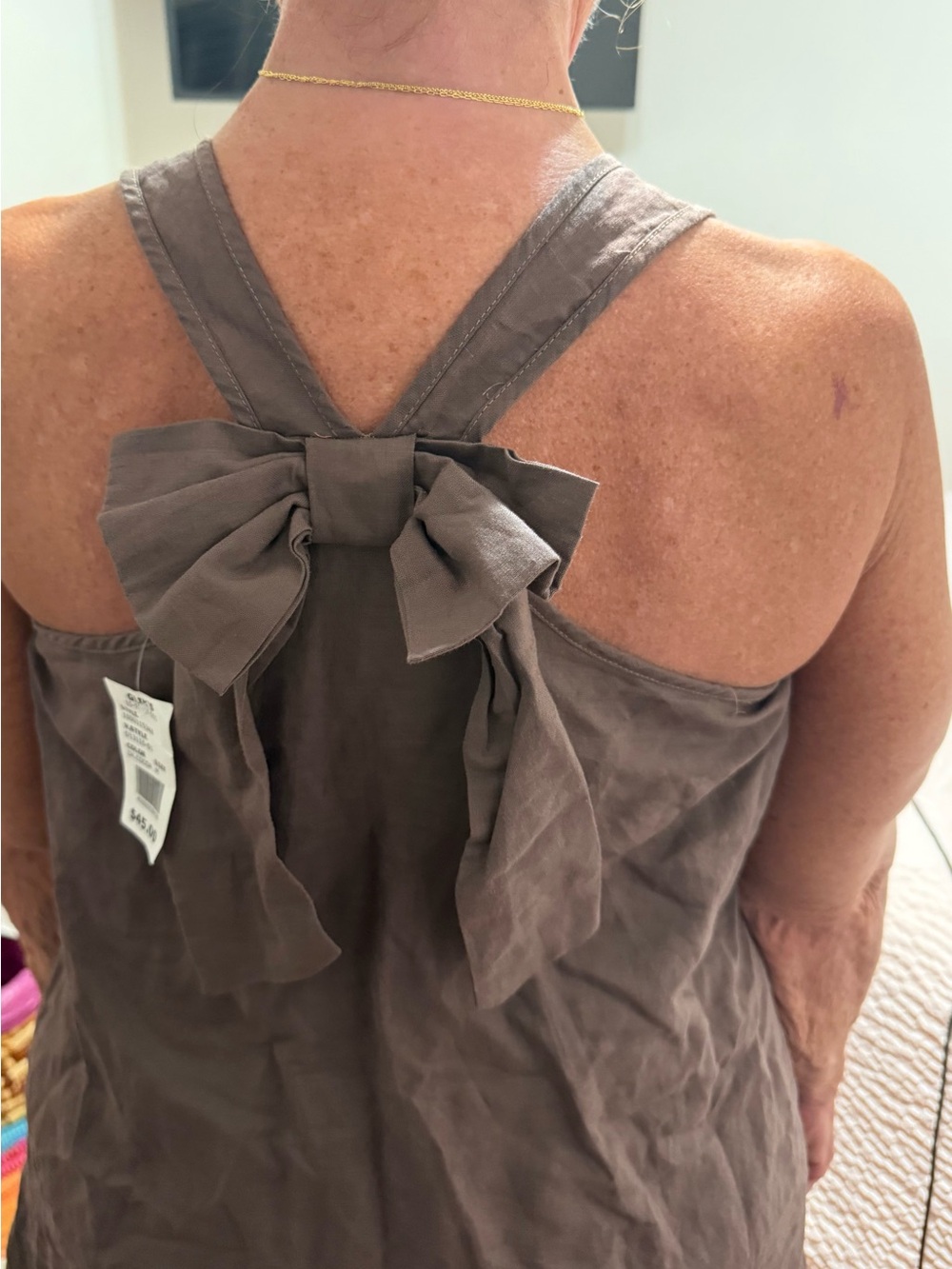 NWT Peach Love California Sleeveless Bow-Back Tank - Drk Cocoa